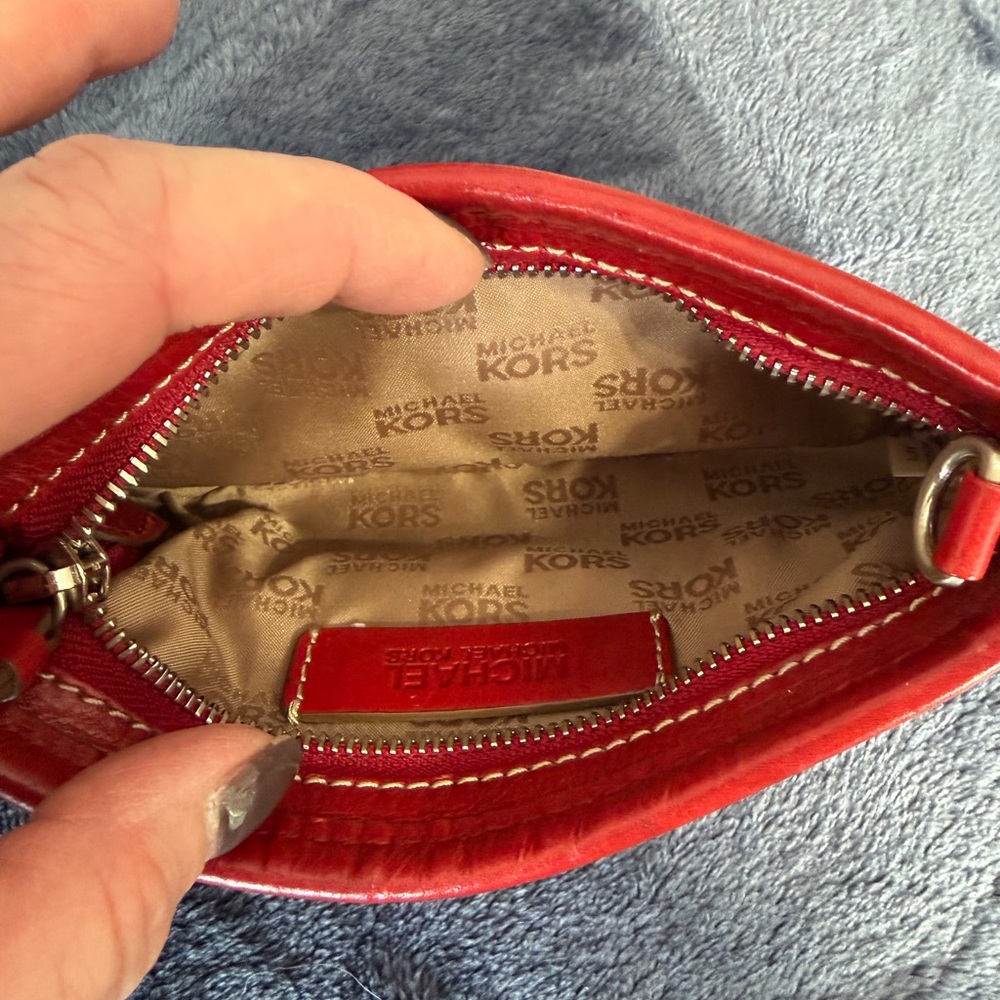 Michael Kors Cherry Red Wristlet with Silver Logo - Picture 5 of 16